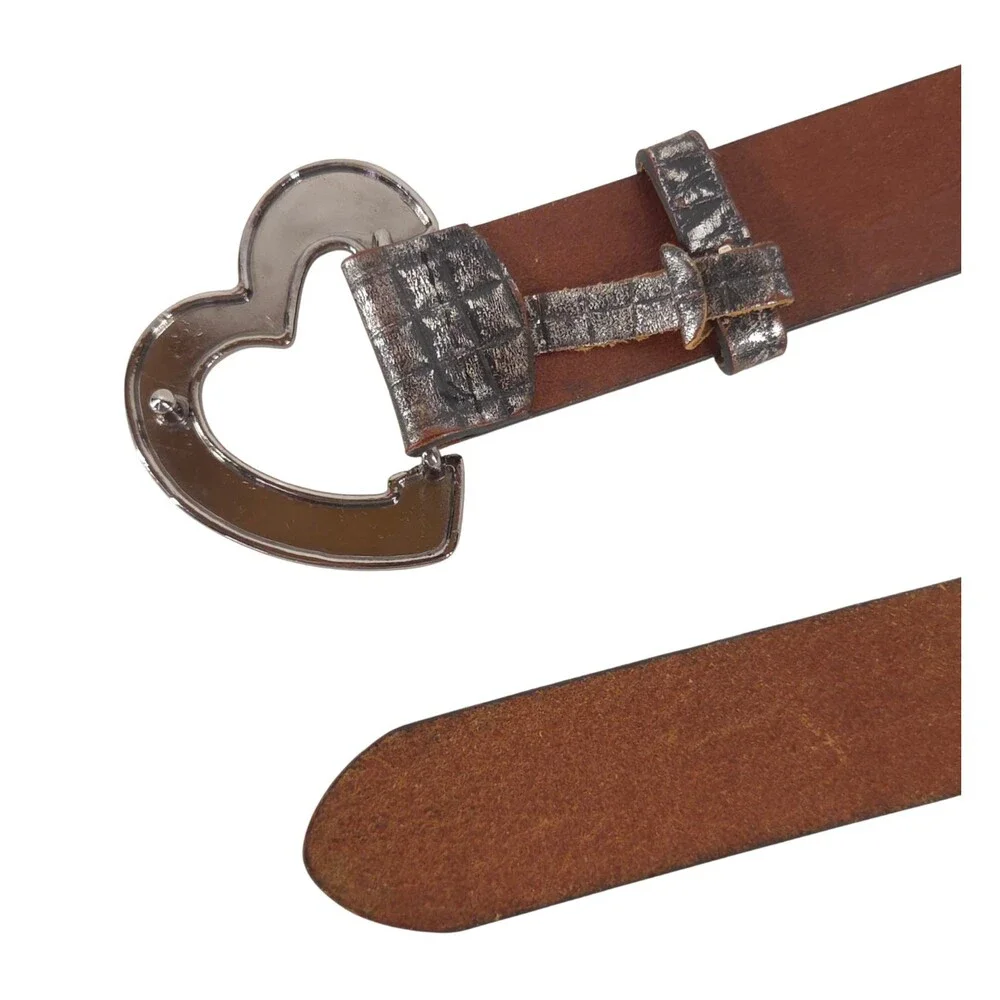 Love Moschino Heart Buckle Belt US L EU 90 Womens Silver Metallic $230